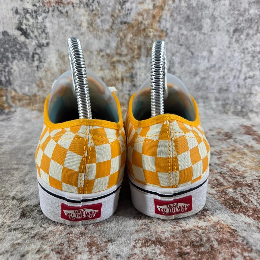 Vans ComfyCush Sneakers 7.5 Orange Yellow Checkerboard Zinnia Suede Skate Shoes